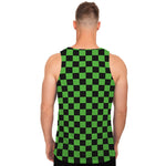 Black And Green Checkered Print Men's Tank Top