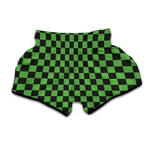 Black And Green Checkered Print Muay Thai Boxing Shorts