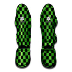 Black And Green Checkered Print Muay Thai Shin Guard