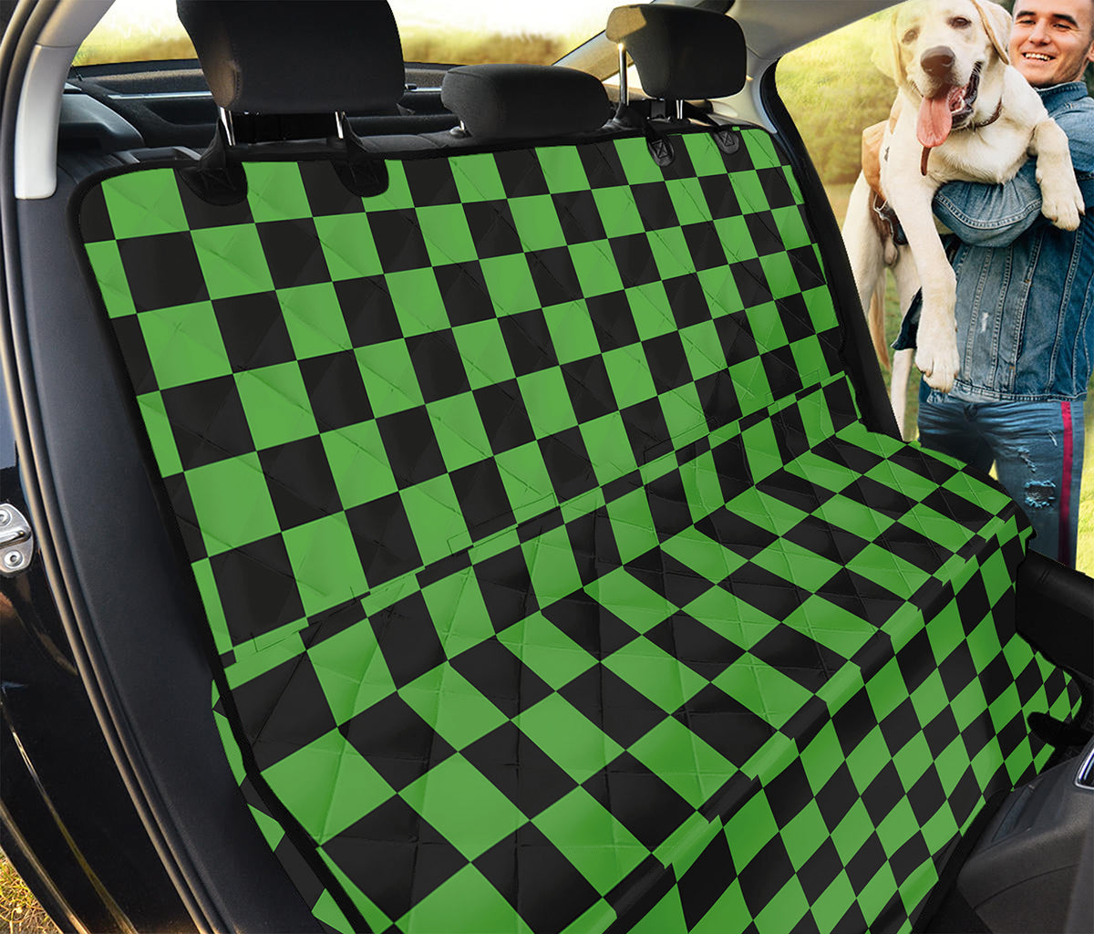 Black And Green Checkered Print Pet Car Back Seat Cover