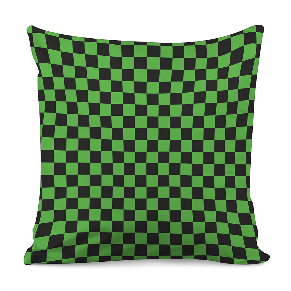 Black And Green Checkered Print Pillow Cover