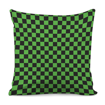 Black And Green Checkered Print Pillow Cover