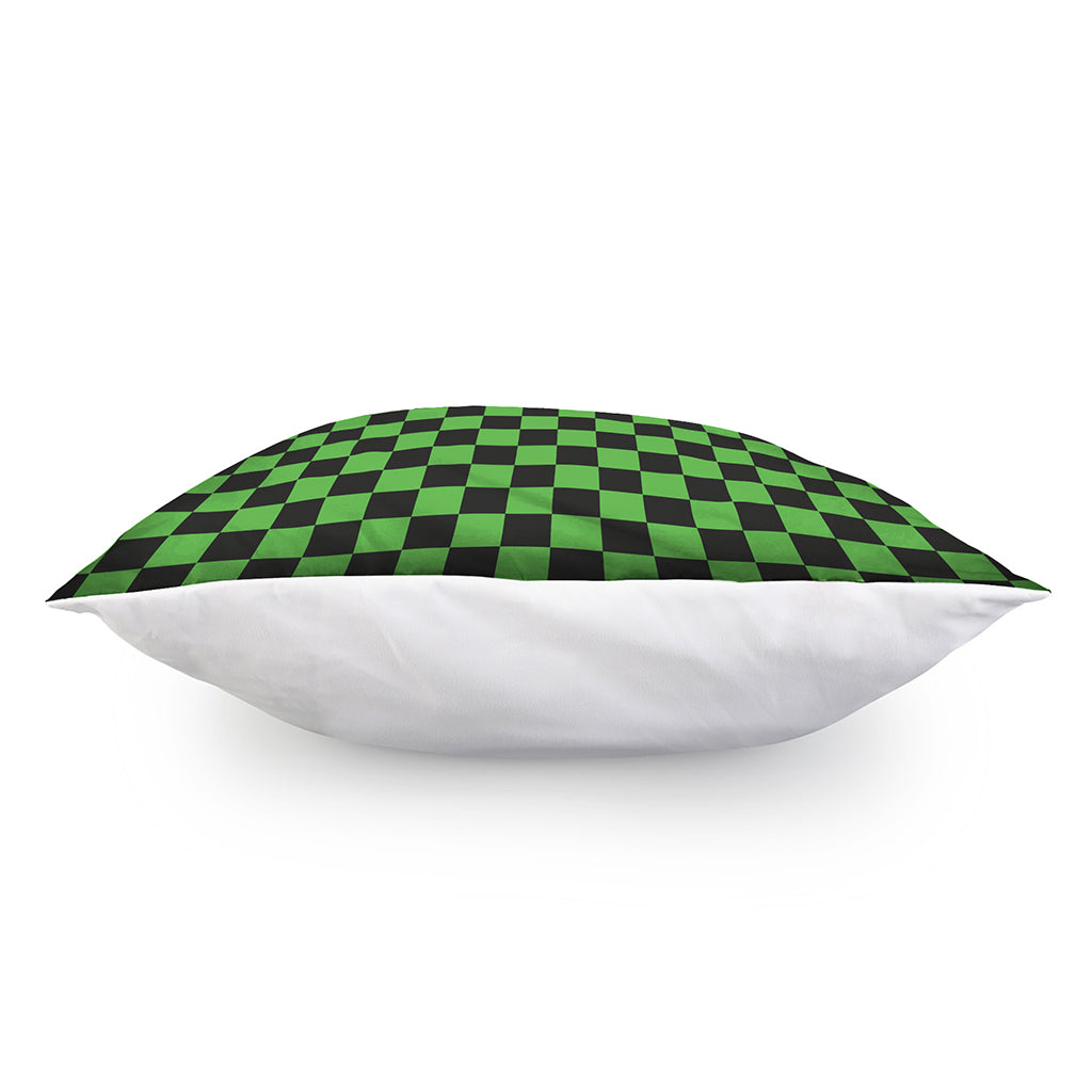 Black And Green Checkered Print Pillow Cover