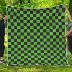 Black And Green Checkered Print Quilt