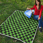Black And Green Checkered Print Quilt
