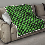 Black And Green Checkered Print Quilt