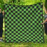 Black And Green Checkered Print Quilt