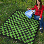 Black And Green Checkered Print Quilt