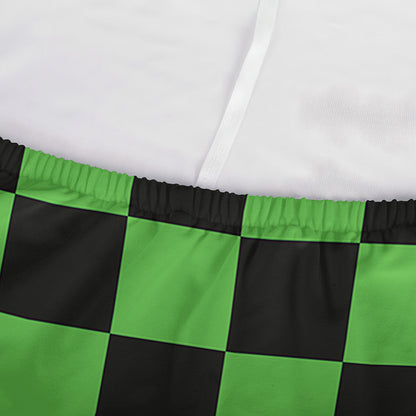 Black And Green Checkered Print Sofa Cover