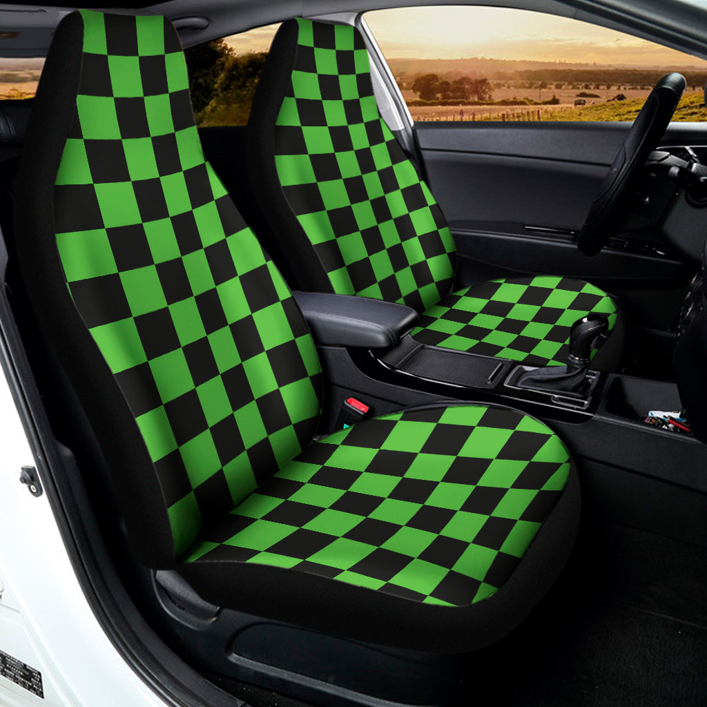 Black And Green Checkered Print Universal Fit Car Seat Covers