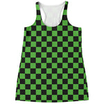Black And Green Checkered Print Women's Racerback Tank Top