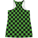 Black And Green Checkered Print Women's Racerback Tank Top