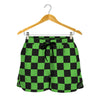 Black And Green Checkered Print Women's Shorts