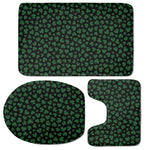 Black And Green Shamrock Pattern Print 3 Piece Bath Mat Set