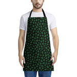 Black And Green Shamrock Pattern Print Apron