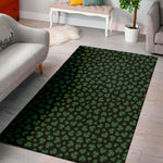 Black And Green Shamrock Pattern Print Area Rug