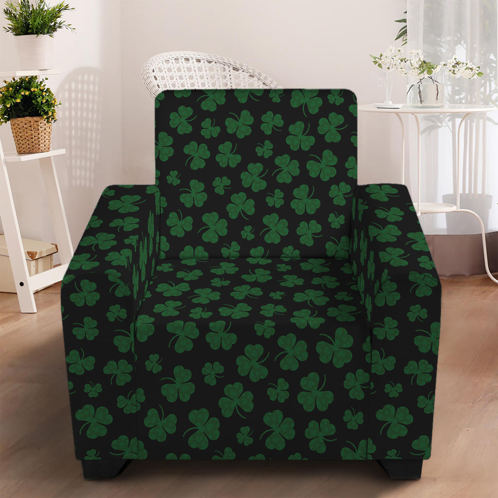 Black And Green Shamrock Pattern Print Armchair Slipcover