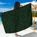Black And Green Shamrock Pattern Print Beach Sarong Wrap