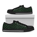 Black And Green Shamrock Pattern Print Black Low Top Sneakers