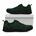 Black And Green Shamrock Pattern Print Black Running Shoes