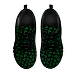 Black And Green Shamrock Pattern Print Black Sneakers