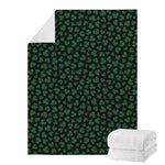Black And Green Shamrock Pattern Print Blanket