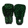 Black And Green Shamrock Pattern Print Boxing Gloves