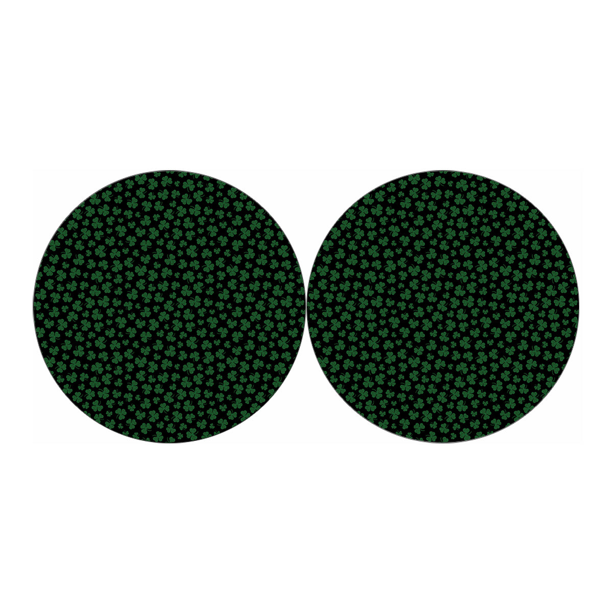 Black And Green Shamrock Pattern Print Car Coasters