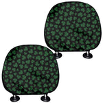 Black And Green Shamrock Pattern Print Car Headrest Covers