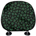 Black And Green Shamrock Pattern Print Car Headrest Covers