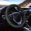 Black And Green Shamrock Pattern Print Car Steering Wheel Cover