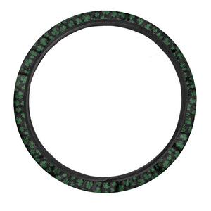Black And Green Shamrock Pattern Print Car Steering Wheel Cover