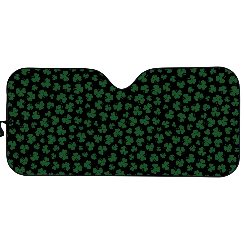 Black And Green Shamrock Pattern Print Car Sun Shade