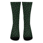 Black And Green Shamrock Pattern Print Crew Socks