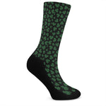 Black And Green Shamrock Pattern Print Crew Socks