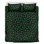 Black And Green Shamrock Pattern Print Duvet Cover Bedding Set