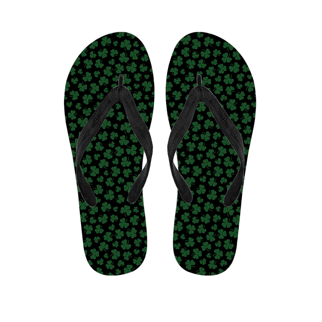 Black And Green Shamrock Pattern Print Flip Flops