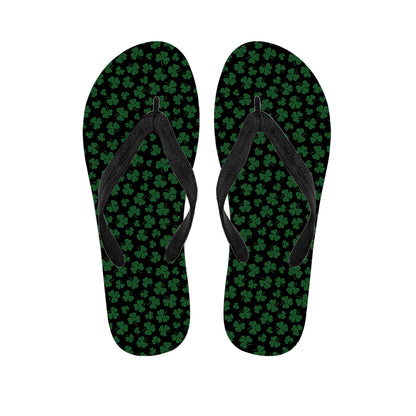 Black And Green Shamrock Pattern Print Flip Flops