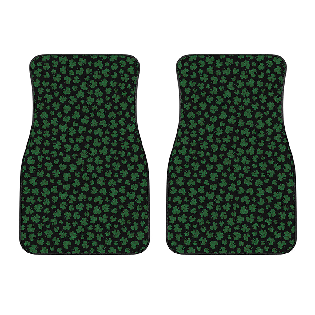 Black And Green Shamrock Pattern Print Front Car Floor Mats