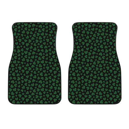 Black And Green Shamrock Pattern Print Front Car Floor Mats