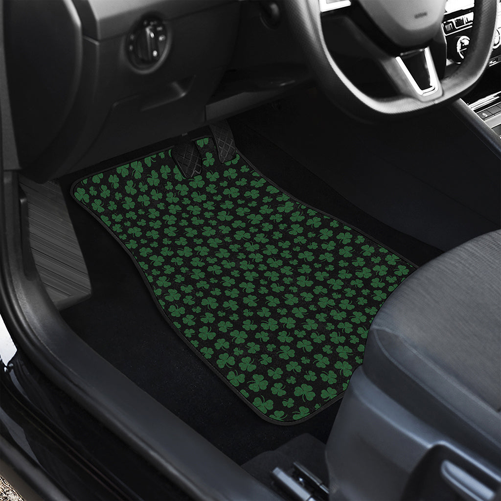 Black And Green Shamrock Pattern Print Front Car Floor Mats