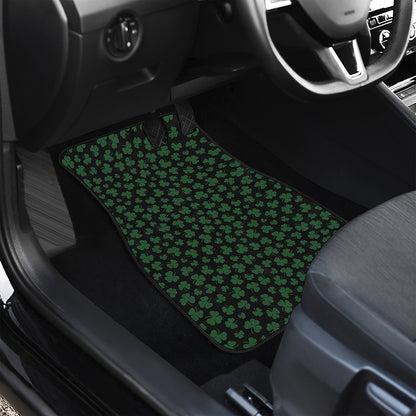 Black And Green Shamrock Pattern Print Front Car Floor Mats