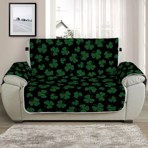 Black And Green Shamrock Pattern Print Half Sofa Protector