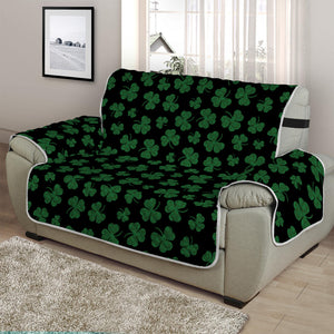 Black And Green Shamrock Pattern Print Half Sofa Protector