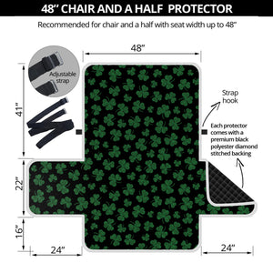 Black And Green Shamrock Pattern Print Half Sofa Protector