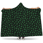 Black And Green Shamrock Pattern Print Hooded Blanket