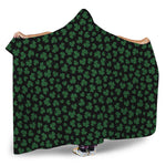Black And Green Shamrock Pattern Print Hooded Blanket