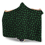 Black And Green Shamrock Pattern Print Hooded Blanket