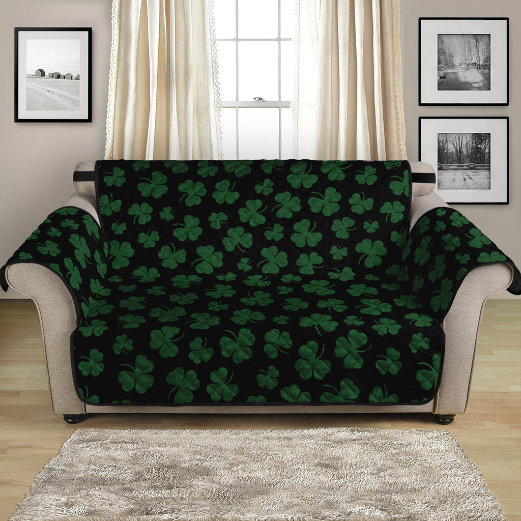 Black And Green Shamrock Pattern Print Loveseat Protector