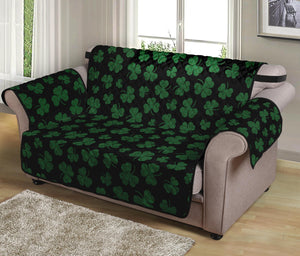 Black And Green Shamrock Pattern Print Loveseat Protector